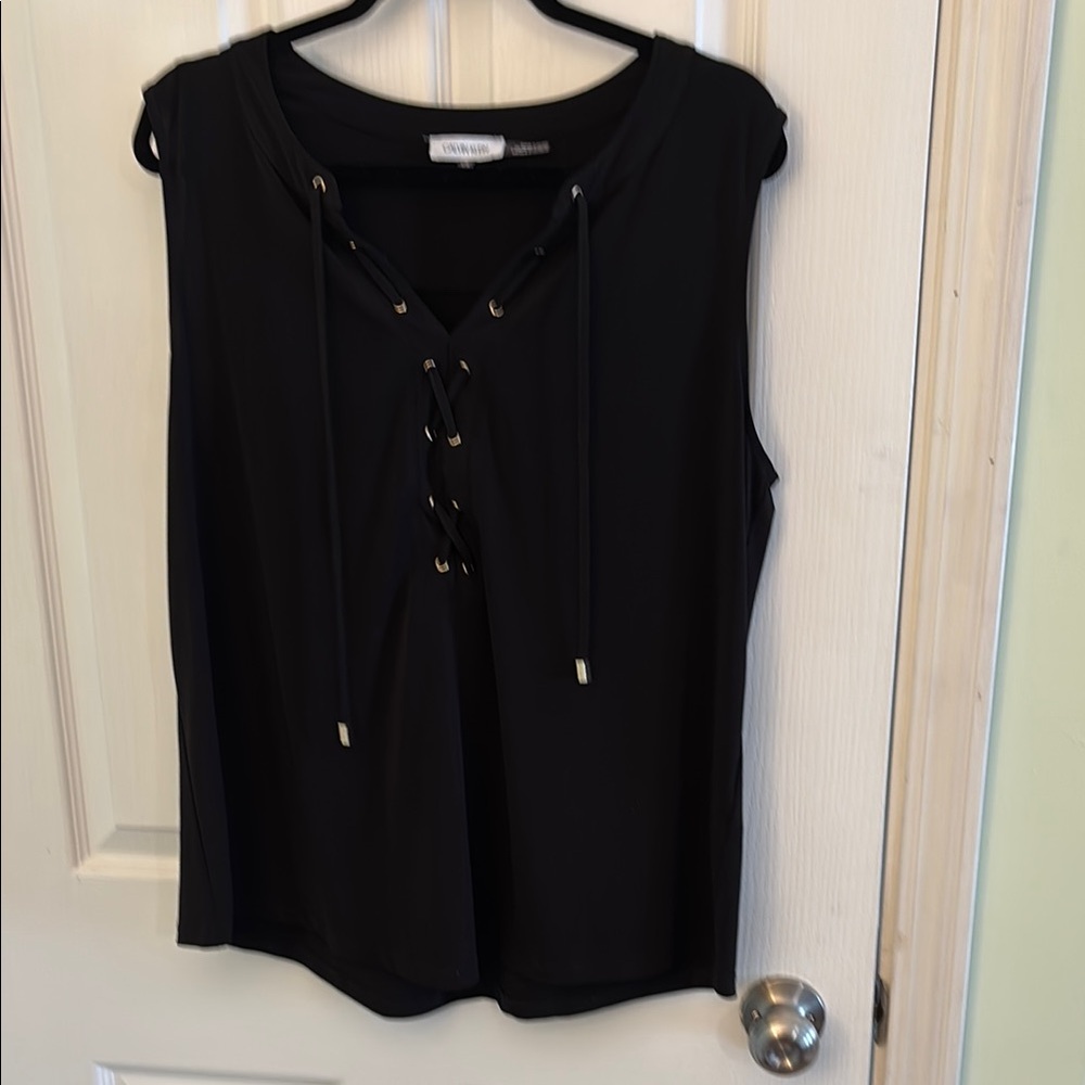 Calvin Klein Black Sleeveless Tie Front Tank Top